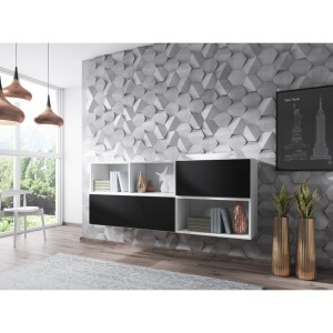 Product detail of Artcam Sestava do obývacího pokoje ROCO 16 roco: korpus bílý mat / okraj bílý mat / dvířka černý mat