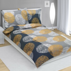 Product detail of Bellatex Bavlněné povlečení Koule šedooranžová, 140 x 200 cm, 70 x 90 cm