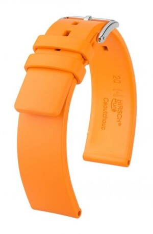 Product detail of Řemínek Hirsch Pure - oranžový - 22 mm - L – Standardní délka (doporučujeme) - 20 mm - Stříbrná