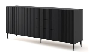 Product detail of ARTBm Komoda RAVENNA B 3D3S 200 | černá matná Provedení: Černý mat / černé nohy