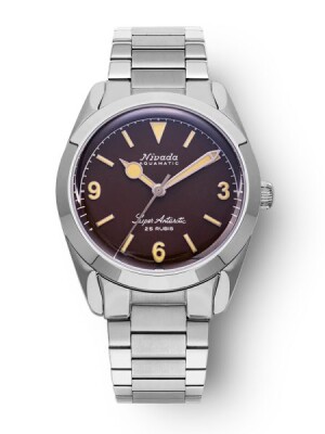Product detail of Nivada Grenchen Super Antarctic 3.6.9. Brown No Vintage Effect - Beige Luminous - Bracelet Flat Link