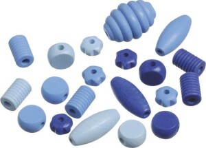 Product detail of Dřevěné korálky mix různé tvary - modrá 20 ks