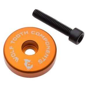 Product detail of Wolf Tooth Krytka Ultralight Stem Cap Oranžová + 5mm Spacer