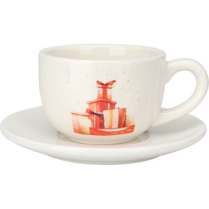 Product detail of Vánoční porcelánový šálek s podšálkem Červené dárky, 250 ml