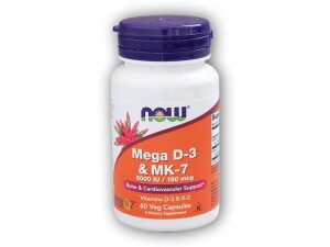 Product detail of NOW Foods Mega D3MK-7 + Vitamín D3 5000IU + K2 60cps