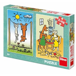 Product detail of Pejsek a kočička: puzzle 2x48 dílků - Dino