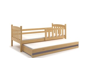 Product detail of BMS Dětská postel KUBUŠ 2 s přistýlkou ​​| borovice 80 x 190 cm Barva: Borovice / šedá, Rozměr: 190 x 80 cm