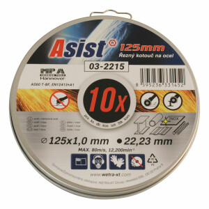 Product detail of Asist 03-2215 sada řezných kotoučů ocel/INOX, 10 ks, 125 x 1 mm