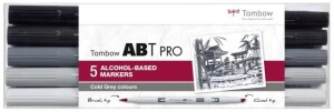Product detail of Tombow Oboustranný lihový fix ABT PRO - Cold Gray colors 5 ks