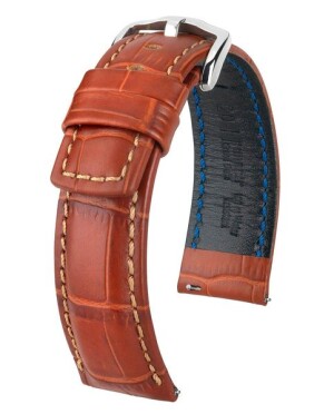 Product detail of Řemínek Hirsch Grand Duke - zlatohnědý - 20 mm - L – Standardní délka (doporučujeme) - 18 mm - Stříbrná
