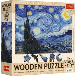 Product detail of Trefl Dřevěné puzzle 200  - Hvězdná noc - Vincent van Gogh