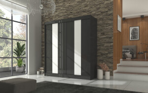 Product detail of ArtAdrk Šatní skříň KAREN | 200 cm Barva: Černá/bílé pásy