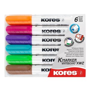 Product detail of Kores popisovač K-MARKER na bílé tabule, zkosený hrot 3-5 mm, mix 6 barev