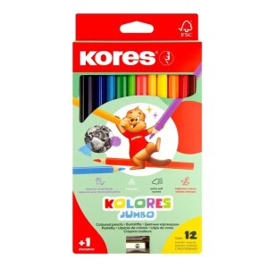 Product detail of Kores Jumbo trojhranné pastelky 5 mm s ořezávátkem 12 barev