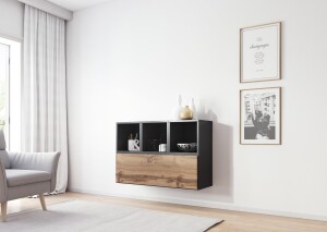 Product detail of Artcam Sestava do obývacího pokoje ROCO 12 roco: korpus antracyt mat / okraj antracyt mat / dvířka dub wotan mat