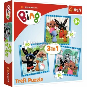 Product detail of Trefl Puzzle Bing - Zábava s přáteli 3v1 (20,36,50 dílků)