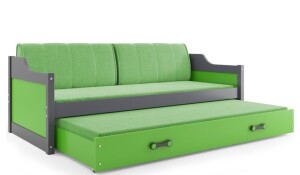 Product detail of BMS Dětská postel s přistýlkou DAWID | šedá 90 x 200 cm Barva: Zelená