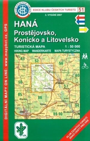 Product detail of Haná Prostějovsko, Konicko /KČT 51 1:50T Turistická mapa