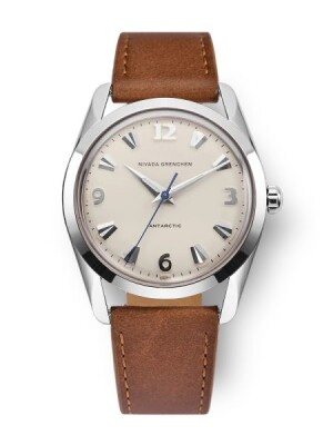 Product detail of Nivada Grenchen Antarctic 35 mm - Eggshell White Luminova - Brown Leather