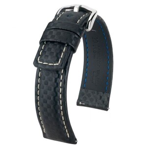 Product detail of Řemínek Hirsch Carbon - černý - 22 mm - L – Standardní délka (doporučujeme) - 20 mm - Stříbrná