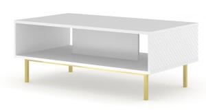 Product detail of ARTBm Konferenční stolek RAVENNA C 90 | bílá lesklá Provedení: Biela / biely lesk / zlatá podnož