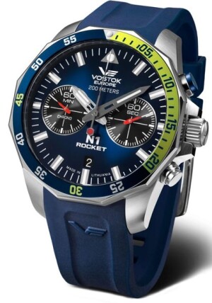 Product detail of Vostok Europe N-1 Rocket Chrono Line 6S21-225A708S - Modrý silikonový řemínek
