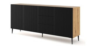 Product detail of ARTBm Komoda RAVENNA B 3D3S 200 | dub artisan / černá matná Provedení: Dub artisan / černý mat / černé nohy