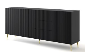 Product detail of ARTBm Komoda RAVENNA B 3D3S 200 | černá matná Provedení: Černý mat / zlaté nohy