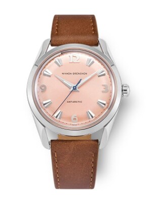 Product detail of Nivada Grenchen Antarctic 35 mm Salmon - Brown Leather