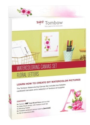 Product detail of Tombow Sada Watercoloring Canvas Set Floral Letters