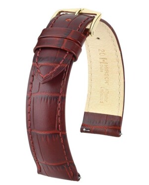 Product detail of Řemínek Hirsch Duke - burgundy - 18 mm - L – Standardní délka (doporučujeme) - 16 mm - Zlatá