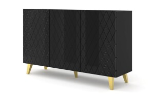 Product detail of ARTBm Komoda DIUNA 145 3D | lesk Provedení: Černý lesk/zlaté nohy