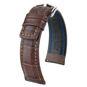 Product detail of Řemínek Hirsch Grand Duke - hnědý - 24 mm - L – Standardní délka (doporučujeme) - 22 mm - Stříbrná