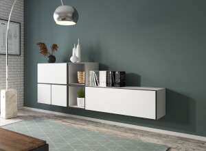 Product detail of Artcam Obývací stěna ROCO 9 roco: korpus bílý mat / okraj černý mat / dvířka bílý mat