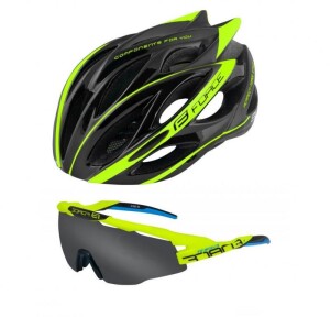 Product detail of Force BULL černo-fluo přilba + Force EVEREST fluo, černá skla brýle