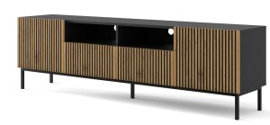 Product detail of ARTBm TV stolek RAVENNA F 2D2S 200 | černá matná / dub artisan Provedení: Černá matná / dub artisan / černá podnož
