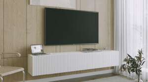 Product detail of ArtExt Závěsný TV stolek JOY | 200 cm Barva: Bílá (drážky)