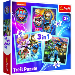 Product detail of Puzzle 3v1 Mocná štěňata Tlapková patrola/Paw Patrol 20x19,5cm v krabici 28x28x6cm