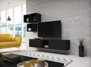 Product detail of Artcam Obývací stěna ROCO 8 roco: korpus černý mat / okraj černý mat / dvířka černý mat