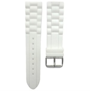 Product detail of Řemínek Hirsch Jelly (NO QR) - bílý - 22 mm - L – Standardní délka (doporučujeme) - 20 mm - Stříbrná
