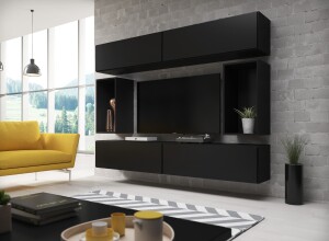 Product detail of Artcam Obývací stěna ROCO 1 roco: korpus černý mat / okraj černý mat / dvířka černý mat