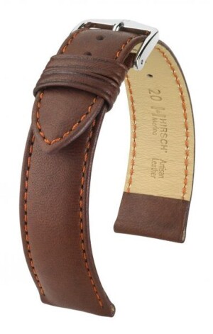 Product detail of Řemínek Hirsch Merino  - zlatohnědý, mat - 18 mm - L – Standardní délka (doporučujeme) - 16 mm - Stříbrná
