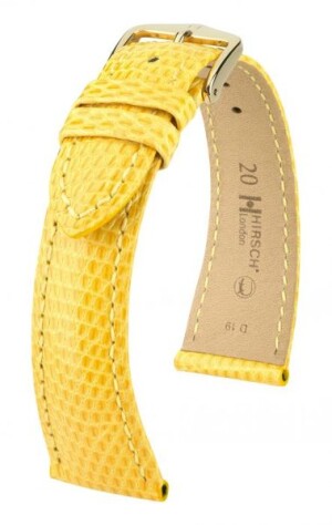Product detail of Řemínek Hirsch London Lizard - žlutý, lesk - 17 mm - M – Střední délka - 14 mm - Zlatá