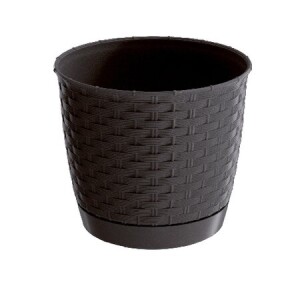 Product detail of PROSPERPLAST - RATOLLA ROUND KVĚTINÁČ HNĚDÝ s miskou 22 cm