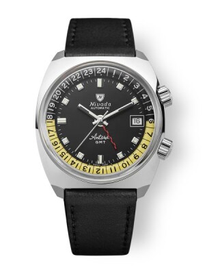 Product detail of Nivada Grenchen Antarctic GMT - Black - Black Leather