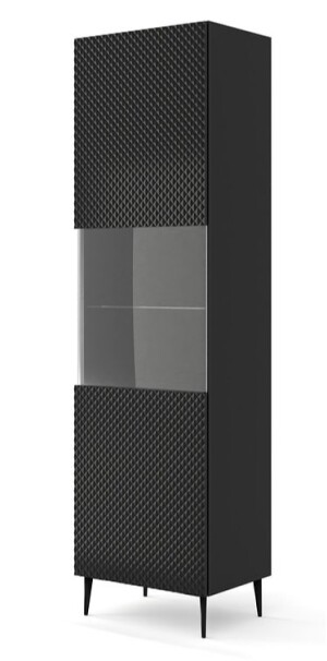 Product detail of ARTBm Vitrína RAVENNA C 1DS | černá lesklá Provedení: Černá / černý  lesk / černé nohy