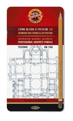 Product detail of Koh-i-noor tužka grafitová technická HB-10H souprava 12ks v plechové krabičce
