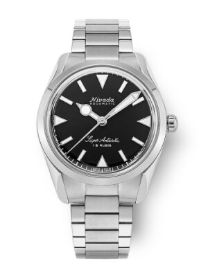 Product detail of Nivada Grenchen Super Antarctic 35 mm - Black White Luminova - Bracelet Flat Link