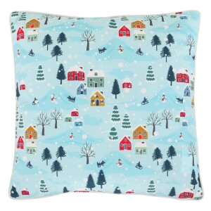 Product detail of Polštář sametový s výplní, modrý - barevný vzor, 100% polyester, 45 x 45 cm.