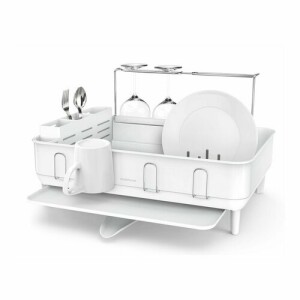 Product detail of Simplehuman Odkapávač nádobí s ocelovým rámem na skleničky, bílá